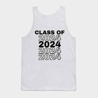 Class Of 2024 Repeated. Simple Typography 2024 Design for Class Of/ Graduation Design. Black Tank Top